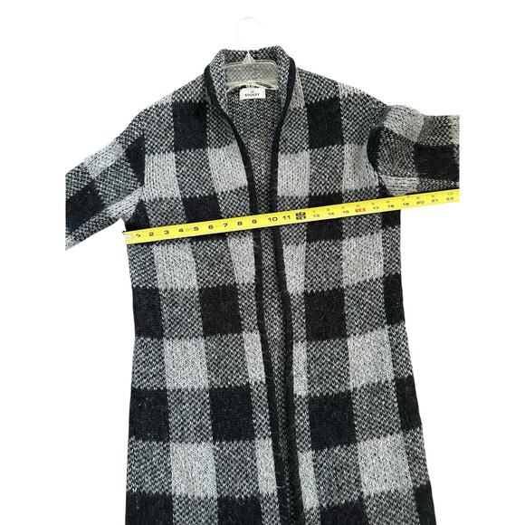 Stussy Wool Blend Cardigan Women's Small Open Wrap Collared Gray Black Ombre - Picture 4 of 9